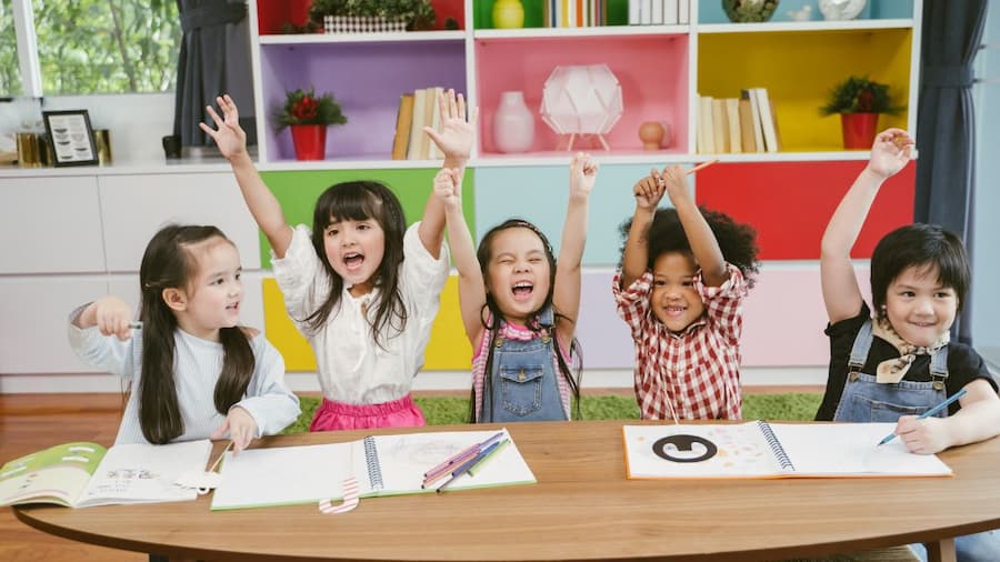Newborns in safe and engaging daycare environment