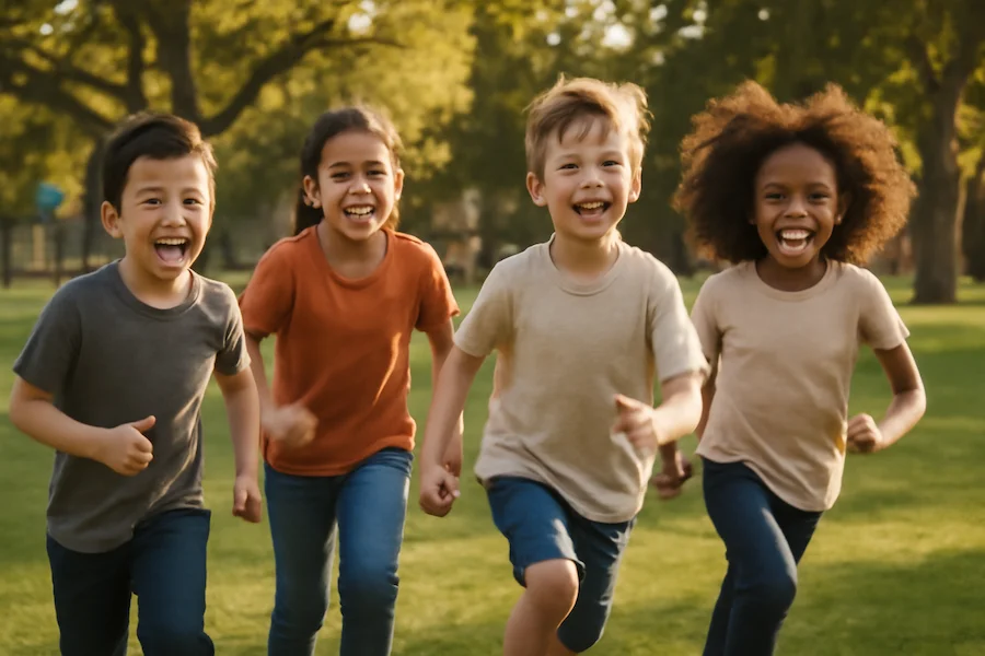 Diverse group of children playing together in Santa Clara